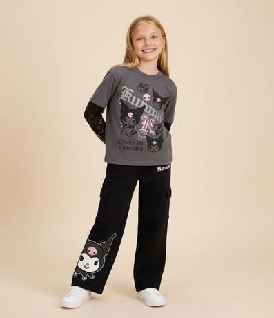 Pantalón Infantil Wide Leg Cargo Kuromi – Talle 5 a 14 años