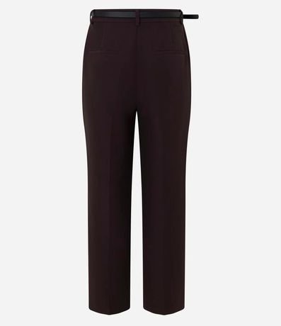 Pantalón Recto Sastre con Cinturón Fino en PU 2