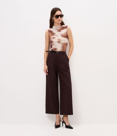 Pantalón Recto Sastre con Cinturón Fino en PU 1
