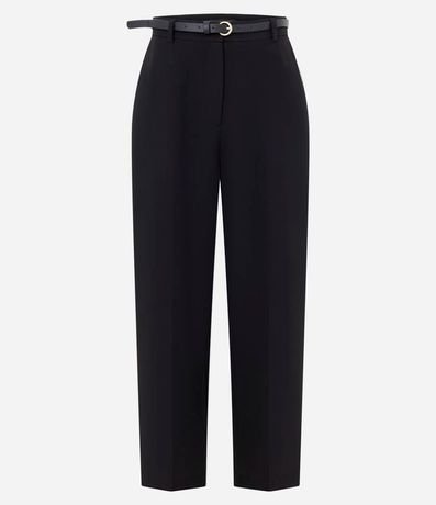 Pantalón Recto Sastre con Cinturón Fino en PU 5