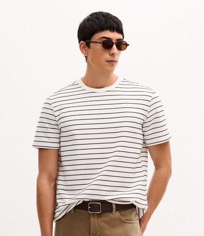 Remera Regula en Algodón con Estampa de Rayas