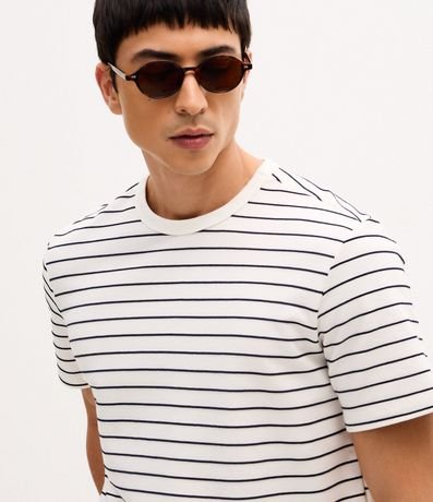 Remera Regula en Algodón con Estampa de Rayas 3