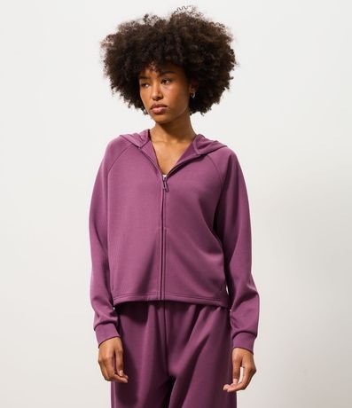 Campera Deportiva en Modal Canelado con Capucha