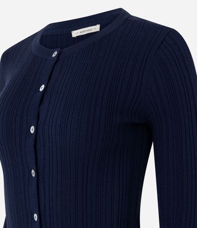 Cardigan Básico Ajustado en Punto Canelado 2