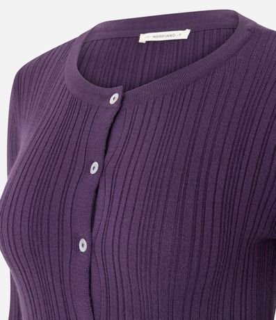 Cardigan Básico Ajustado en Punto Canelado 2