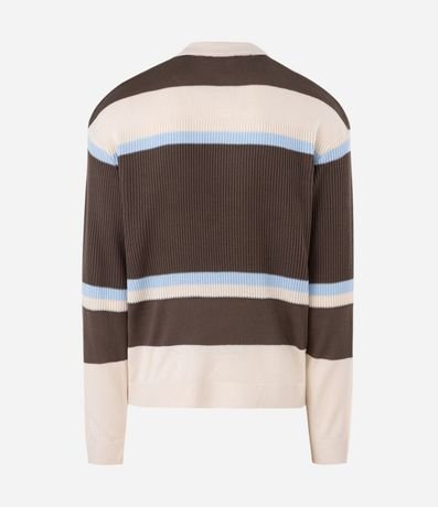 Suéter Masculino Rectilínea Listrado con Cuello Polo 5