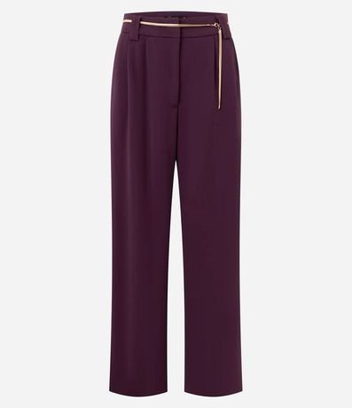 Pantalón Wide en Crepé con Cinturón Cadena 1