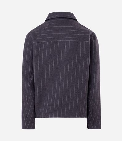 Campera Regular en Polivelour con Raya de Tiza 8
