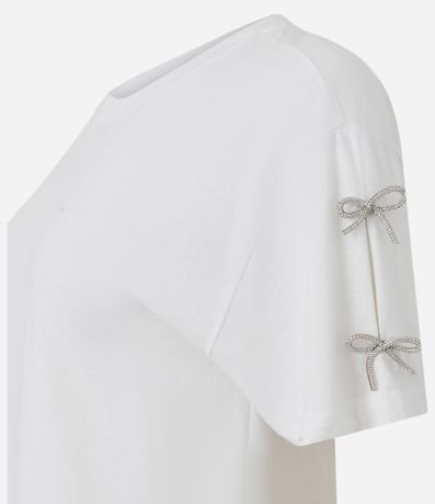Camiseta em Algodão com Laços Brilhantes nas Mangas 2