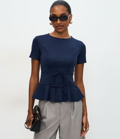 Blusa Peplum en Punto Roma con Lacitos