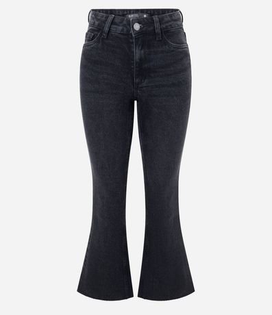 Pantalón Flare Cropped en Jeans con Cintura Mediana