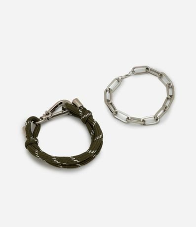 Kit con 02 Pulseras en Metal y Cuerda