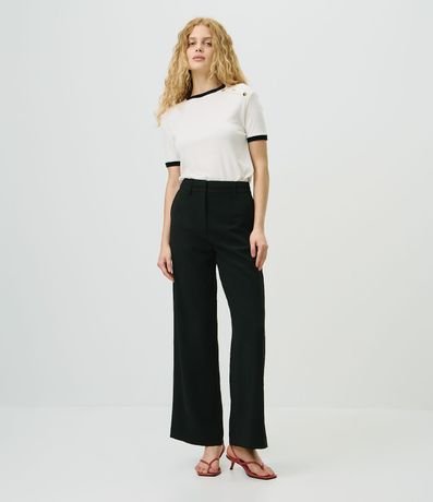 Pantalón Wide Leg Sastrería con Trabillas en la Cintura 1