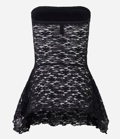 Blusa Sin Breteles en Encaje con Puntas Diferenciadas 7