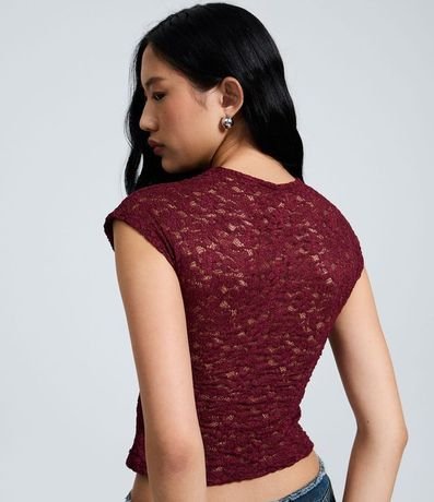 Blusa en Encaje con Textura Vazada en la Espalda 4