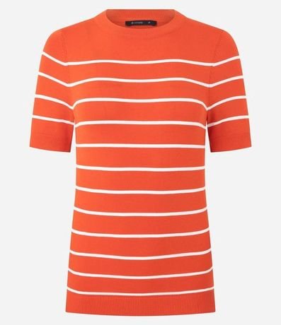 Blusa Manga corta en Punto con Estampa Rayada 2