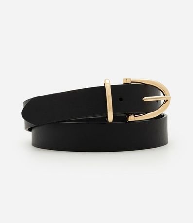 Cinturón Femenino de PU con Acabado Liso y Hebilla Light Gold