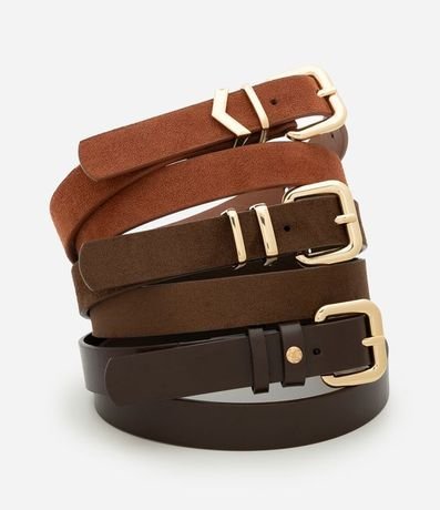 Set de Cinturones Femeninos con 3 Piezas en PU