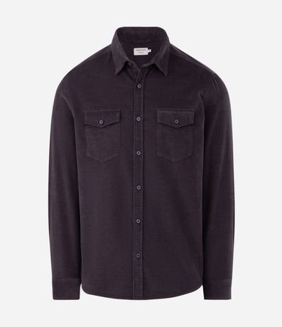 Camisa en Terciopelo con Bolsillos Delanteros