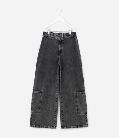 Pantalón Wide Leg Infantil en Jeans con Cinturón y Hebilla - Talle 5 a 16 años