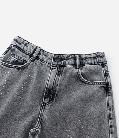 Pantalón Wide Leg Infantil en Jeans con Estrellas de Brillos - Talle 5 a 14 años 6