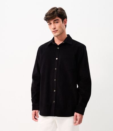 Camisa en Terciopelo con Bolsillo en el Pecho y Abotonado 3