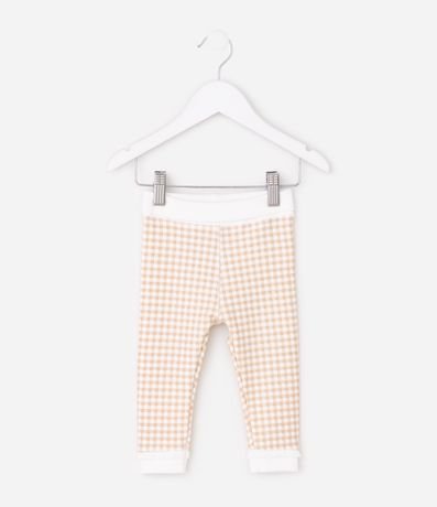 Pantalón Legging Infantil en Algodón de Cuadros con Encaje – Talle 0 a 18 Meses 2