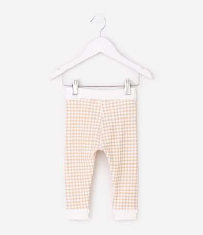 Pantalón Legging Infantil en Algodón de Cuadros con Encaje – Talle 0 a 18 Meses 3