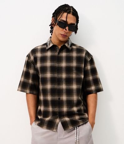 Camisa de Cuadros Boxy con Lettering 3