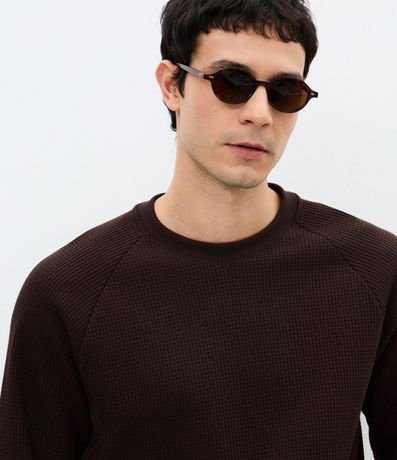 Buzo Masculino Waffle en Algodón con Cuello Redondo