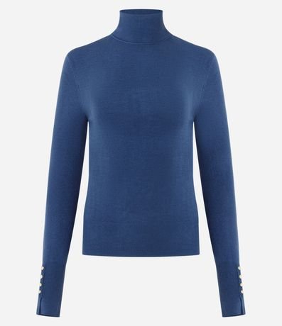 Blusa en Tricot con Cuello Alto y Botones en las Mangas 2