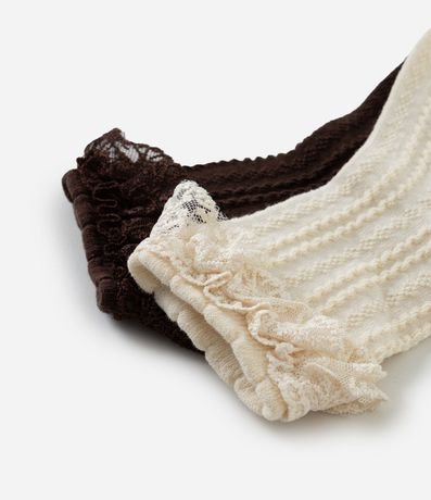 Kit 02 Medias Infantiles Caña Corta con Encaje y Textura – Talle 19 a 34 3
