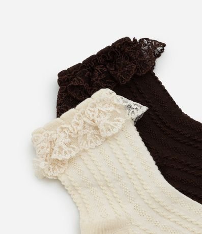 Kit 02 Medias Infantiles Caña Corta con Encaje y Textura – Talle 19 a 34 4