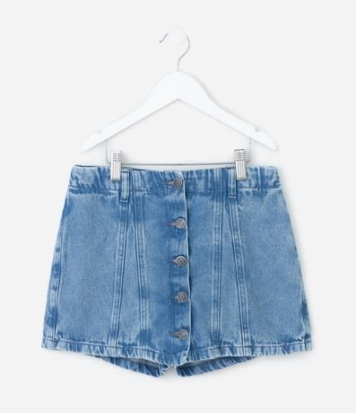 Short Pollera Infantil en Jeans con Botones Delanteros – Talle 7 a 16 años