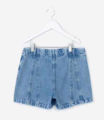 Short Pollera Infantil en Jeans con Botones Delanteros – Talle 7 a 16 años 2