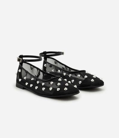 Zapatilla de Tela con Punta Cuadrada y Aplicación de Piedritas 2
