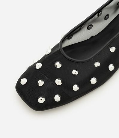 Zapatilla de Tela con Punta Cuadrada y Aplicación de Piedritas 5