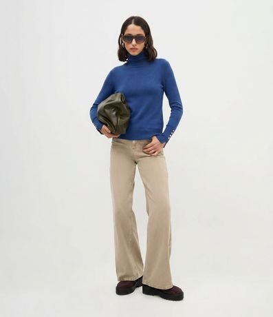 Blusa en Tricot con Manga Larga y Cuello Alto
