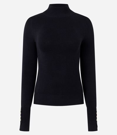 Blusa en Tricot con Manga Larga y Cuello Alto