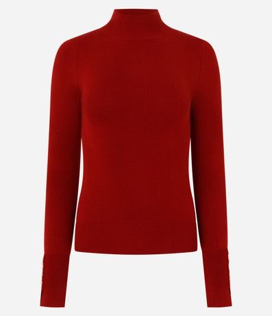Blusa en Tricot con Manga Larga y Cuello Alto
