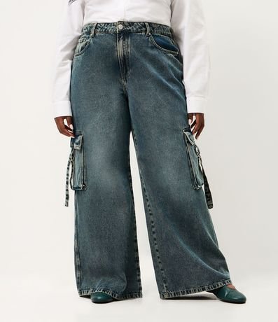 Pantalón de jean Wide Leg con Bolsillo Cargo Curve & Plus Size 2