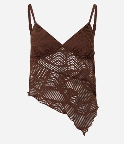 Blusa en encaje Texturizada con Breteles Finos y Ruedo Asimétrico 4