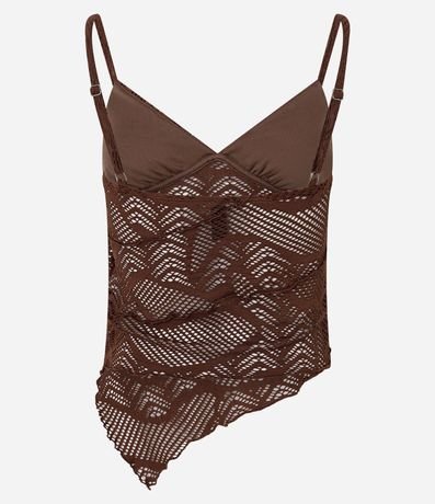 Blusa en encaje Texturizada con Breteles Finos y Ruedo Asimétrico 6