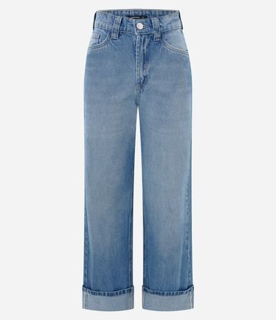 Pantalón Recto Comfort en Jeans con Cintura Alta y Ruedo Plegado 6