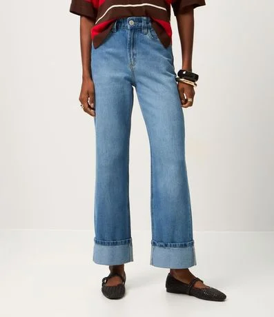 Pantalón Recto Comfort en Jeans con Cintura Alta y Ruedo Plegado 3