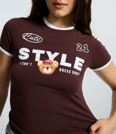 Remera New T-shirt con Estampado Oso Cute Style 3