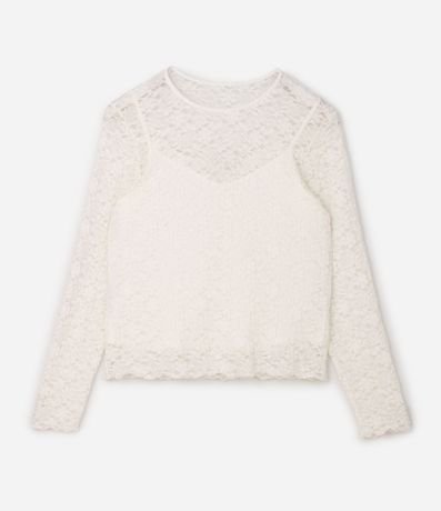 Blusa de Encaje Floral Manga Larga Curve & Plus Size 4