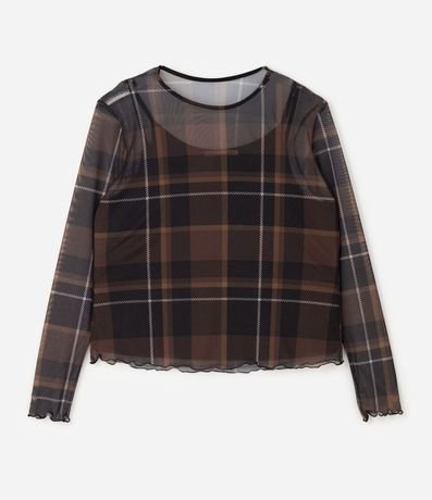 Blusa de Tul Cuadrillé con Enagua y Bajo Ondulado Curve & Plus Size 5