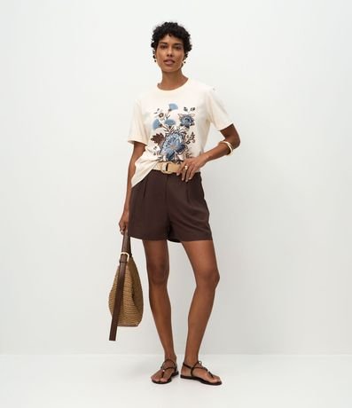 Blusa en Algodón con Manga Corta y Estampa Floral 2