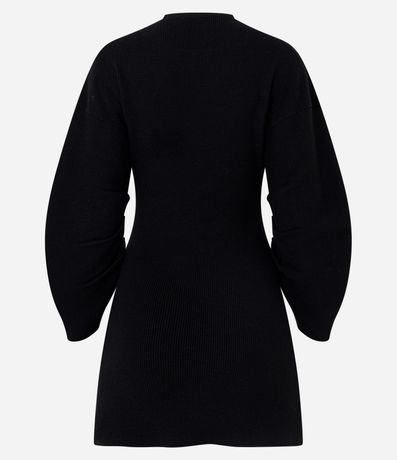 Vestido Corto en Punto con Manga Abullonada 8